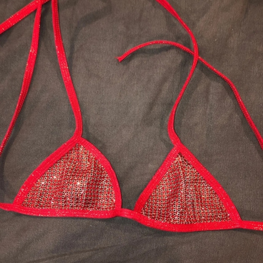 Crystal red rave bikini top